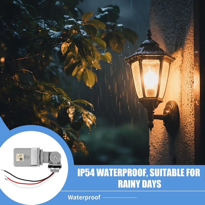 BTFO Photocell Sensor for Outdoor Lights, 120VAC 50/60Hz Controls Lighting Dusk to Dawn IP54 Waterproof Photoelectric Switch with Swivel Mount for LED/Halogen/CFL in Street Yard Landscape - Image 3